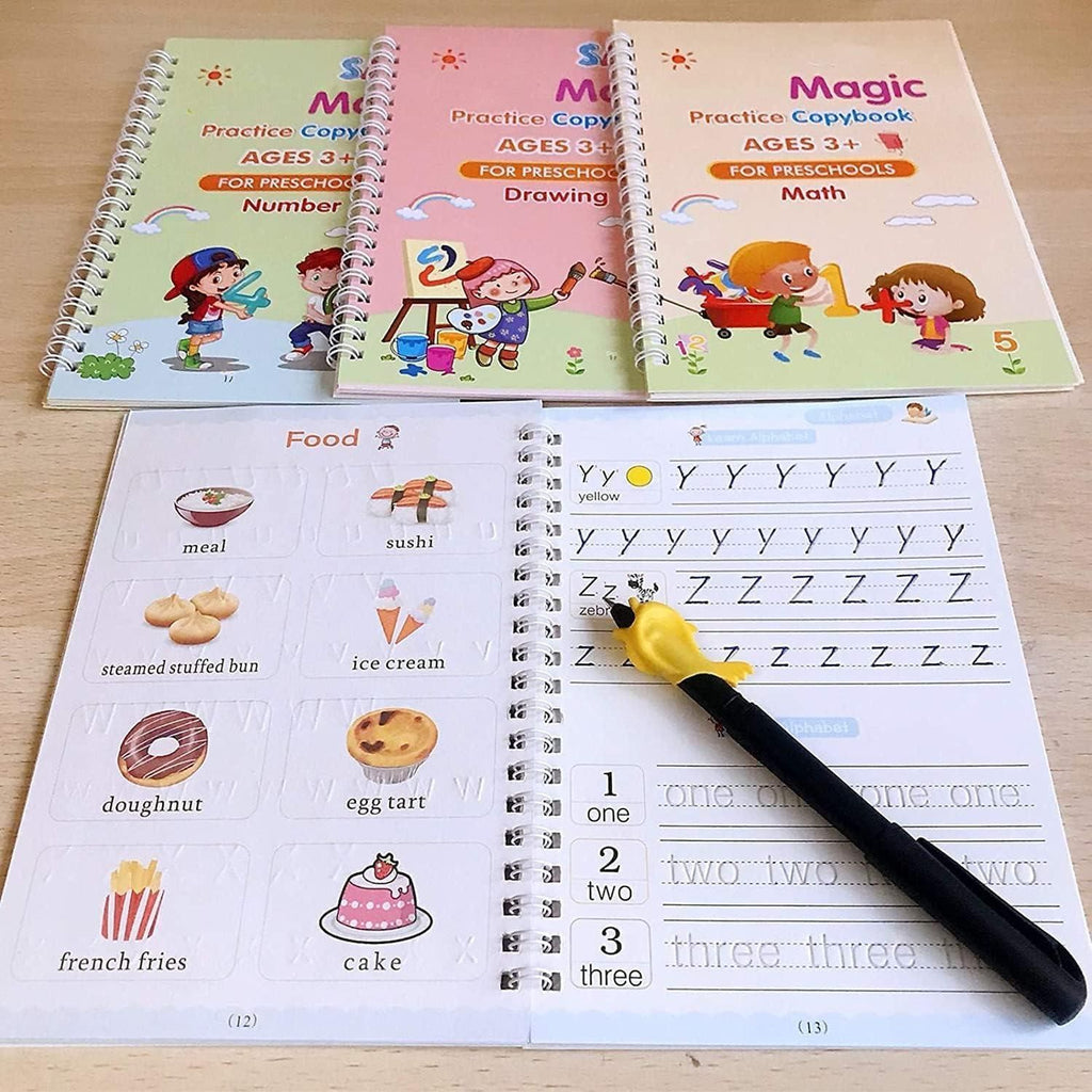 Kids Magic Practice Copybook Set – Alphabet, Numbers & Drawing Book