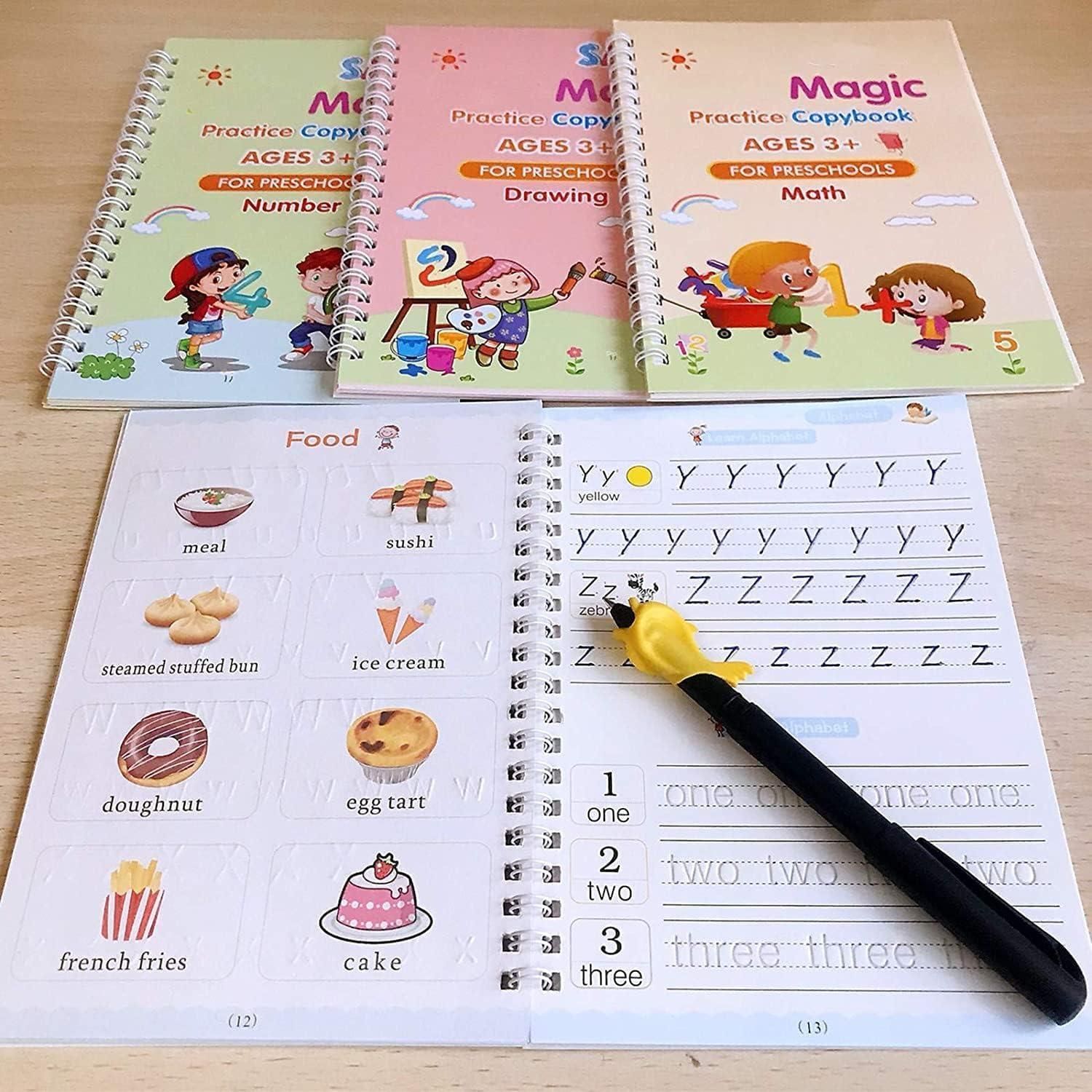 Kids Magic Practice Copybook Set – Alphabet, Numbers & Drawing Book